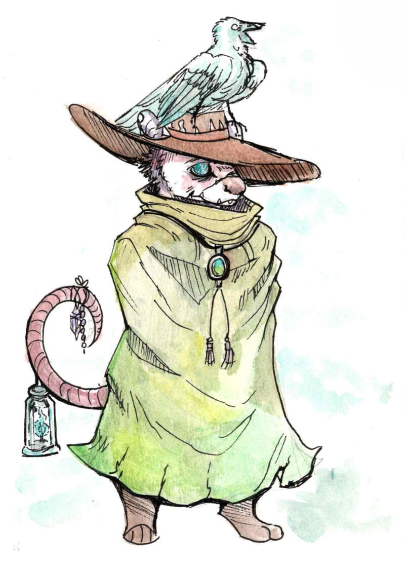 Hell's Horizon: Fairfolk Gravekeep Watercolor Illustration, 2025